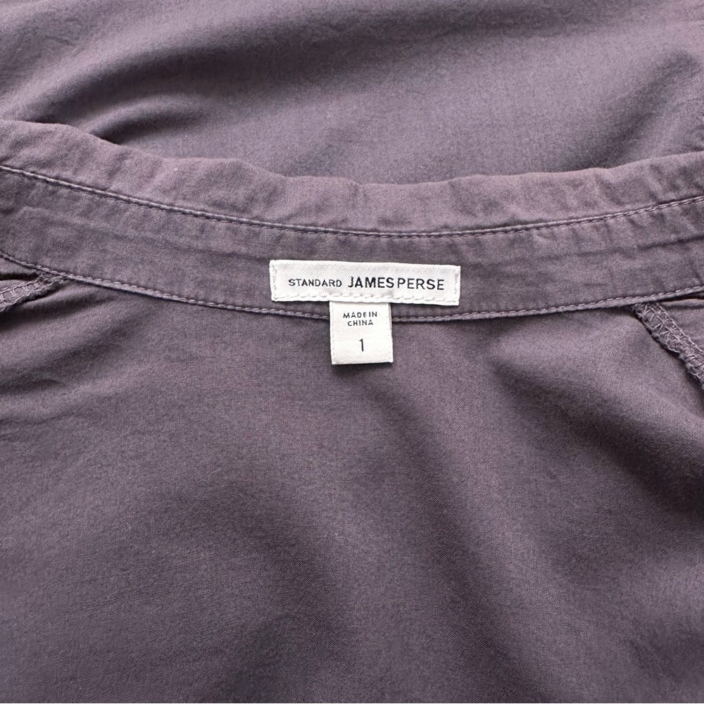 JAMES PERSE Contrast Ribbed Surplus Shirt Button Up SZ 1/Small Gray Quiet Luxury - Picture 2 of 8